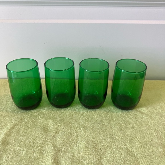 Vintage Anchor Hocking green juice glasses. Set of 4 - Picture 1 of 5